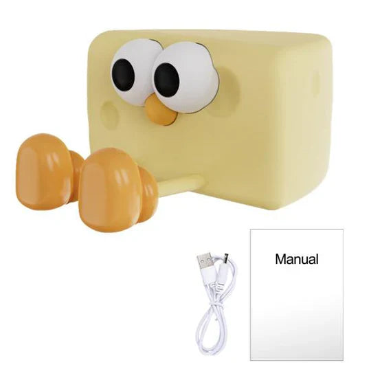 Cute Silicone LED Night Light For Kids, Cute Silicon Nursery Cheese Lamp with 3 Color Mod