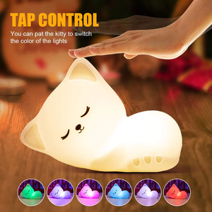 SNORING CAT SILICON NIGHT LAMP WITH 7 COLOUR MODES