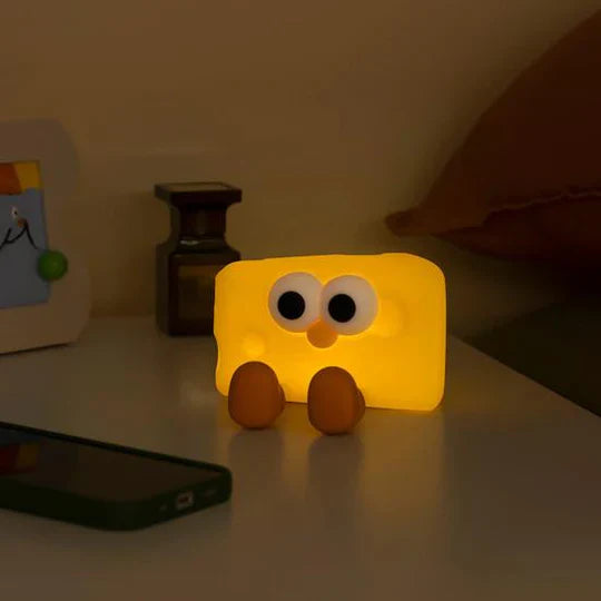 Cute Silicone LED Night Light For Kids, Cute Silicon Nursery Cheese Lamp with 3 Color Mod